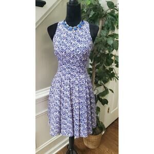 Jessica Simpson Womens Blue Polyester Halter Neck Sleeveless Knee Length Dress 6